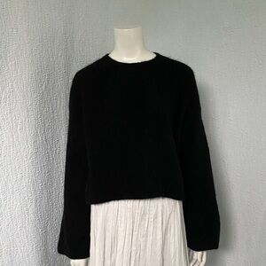 Babaton Aritzia Black Mohair Wool Cropped Crewneck Sweater